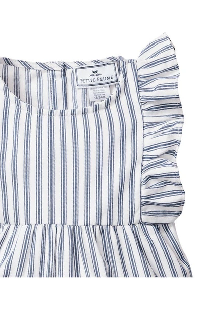 Petite Plume Ruffle Trim Cotton Blend One-piece Pajamas In Navy