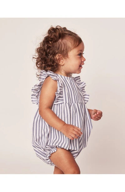 Shop Petite Plume Ruffle Trim Cotton Blend One-piece Pajamas In Navy