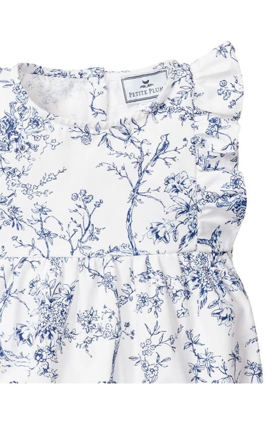 Shop Petite Plume Timeless Toile Ruffle Trim Cotton Blend One-piece Pajamas In White