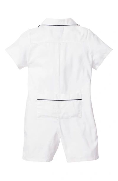 Petite Plume Button Front Romper In White
