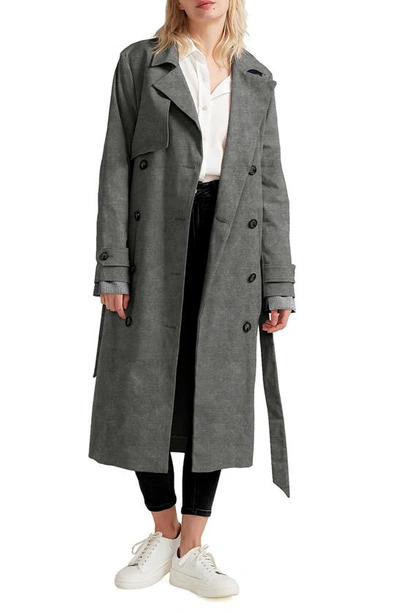 Shop Belle & Bloom Empirical Cotton Trench Coat In Washed Black