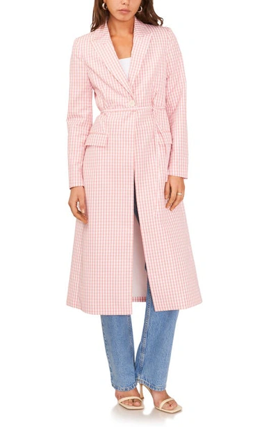 Shop 1.state Check Peaked Lapel Longline Jacket In Rose Linen