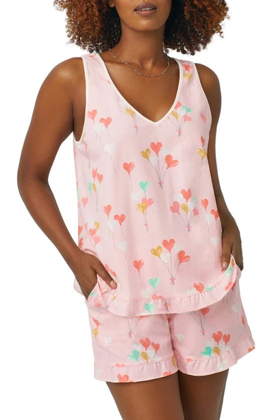 Shop Bedhead Pajamas Heart Print Organic Cotton Short Pajamas In Floating Hearts