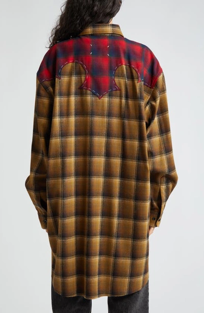 Shop Maison Margiela X Pendleton Plaid Wool Flannel Button-up Shirt In Olive/ Brown