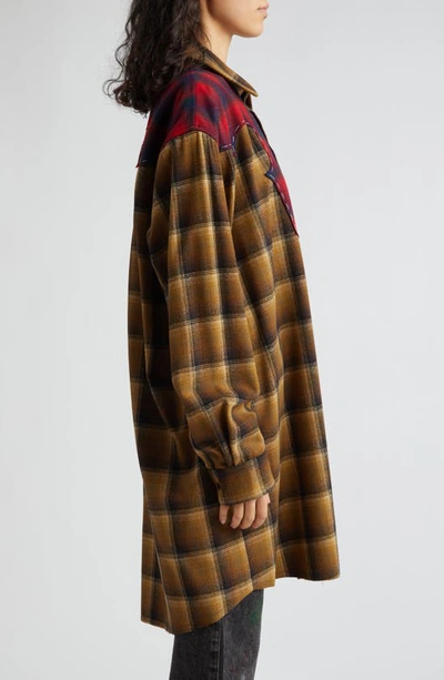 Maison Margiela X Pendleton Plaid Wool Flannel Button-up Shirt In Olive/ Brown