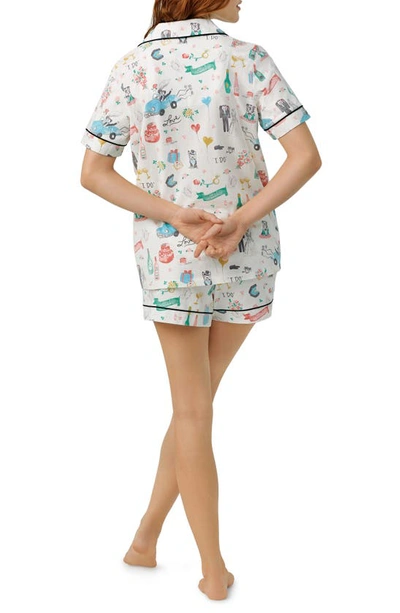 Shop Bedhead Pajamas Print Stretch Organic Cotton Jersey Short Pajamas In Just Married