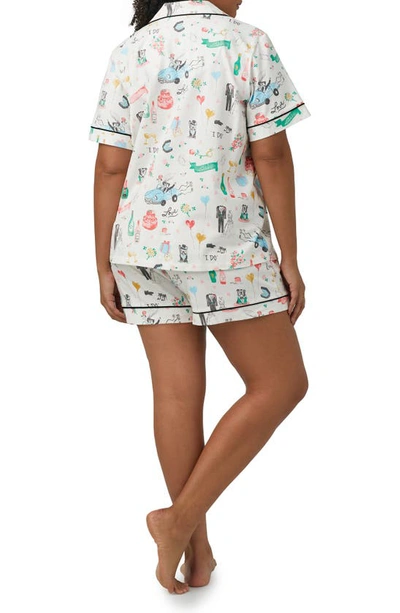 Shop Bedhead Pajamas Print Stretch Organic Cotton Jersey Short Pajamas In Just Married