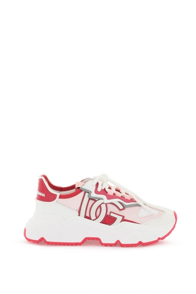 Shop Dolce & Gabbana Daymaster Sneakers In White, Fuchsia