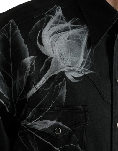 Shop Dolce & Gabbana Elegant Floral Print Dress Men's Shirt In Black