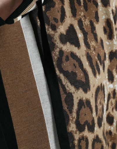Shop Dolce & Gabbana Elegant Leopard Print Wool Hooded Men's Sweater In Black