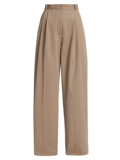 Shop Rohe Women's Wide-leg Pleated Chino Trousers In Toffee