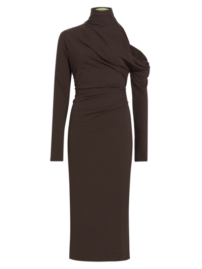 Shop Gauge81 Women's Teresa Asymmetric Turtleneck Midi-dress In Mocha