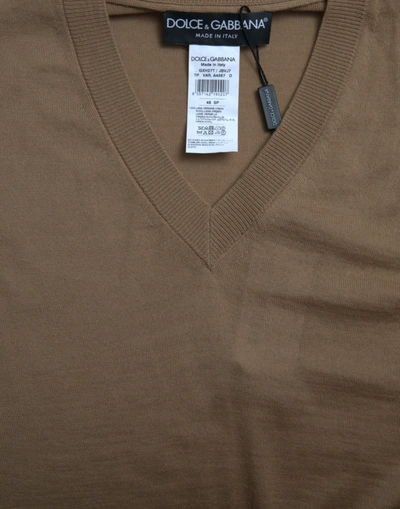 Shop Dolce & Gabbana Elegant Sleeveless V-neck Wool Men's Sweater In Brown