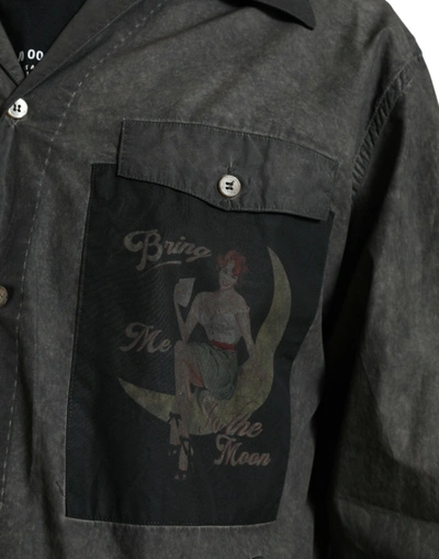 Shop Dolce & Gabbana Elegant Dark Gray Cotton Button-down Men's Shirt