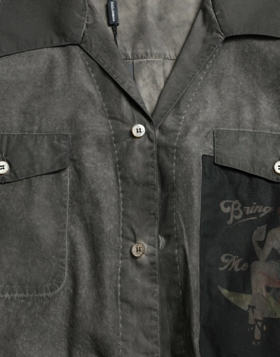 Shop Dolce & Gabbana Elegant Dark Gray Cotton Button-down Men's Shirt