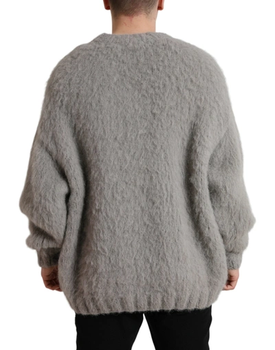 Shop Dolce & Gabbana Elegant Grey V-neck Alpaca Blend Men's Sweater In Gray