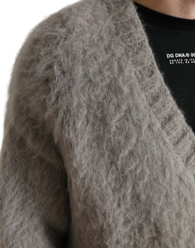 Shop Dolce & Gabbana Elegant Grey V-neck Alpaca Blend Men's Sweater In Gray