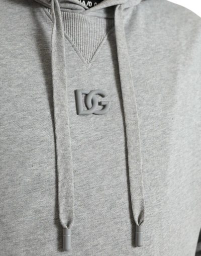 Shop Dolce & Gabbana Chic Gray Logo Hooded Cotton Men's Sweater