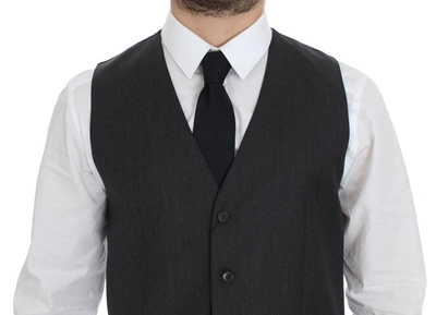 Shop Dolce & Gabbana Elegant Gray Wool Formal Men's Vest