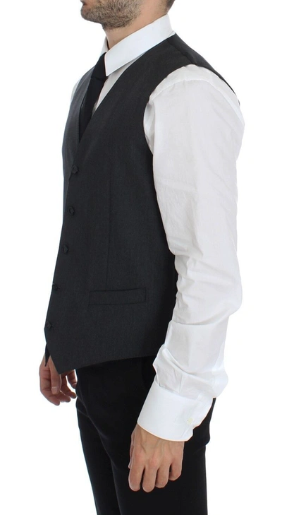 Shop Dolce & Gabbana Elegant Gray Wool Formal Men's Vest