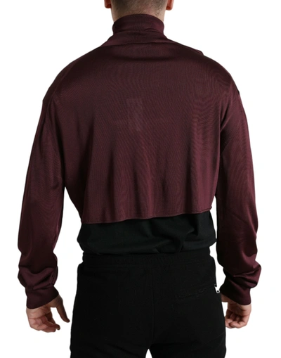 Shop Dolce & Gabbana Maroon Turtleneck Viscose Men's Sweater