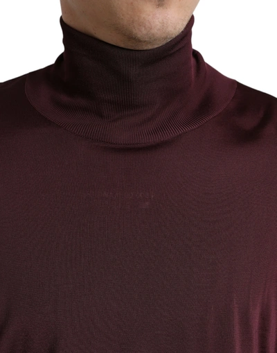 Shop Dolce & Gabbana Maroon Turtleneck Viscose Men's Sweater