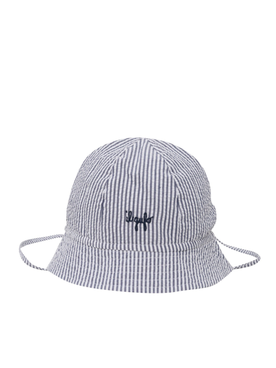Shop Il Gufo Striped Backet Hat In Blue