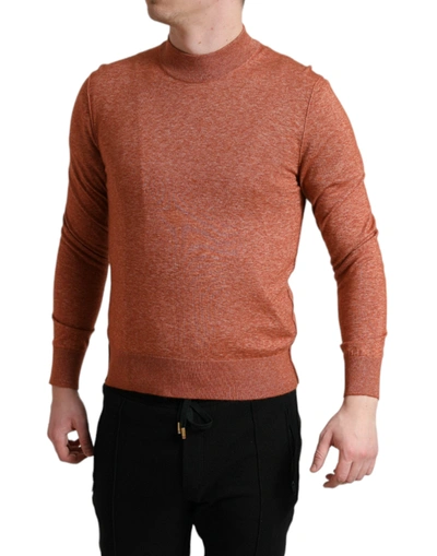 Shop Dolce & Gabbana Silk-cashmere Orange Crew Neck Men's Sweater