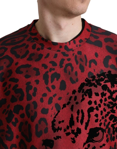 Shop Dolce & Gabbana Elegant Leopard Print Pullover Men's Sweater In Red