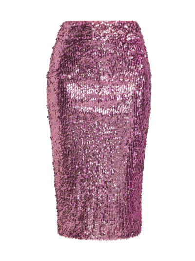 Shop Rotate Birger Christensen Women's Sequined Pencil Skirt In Fuchsia Pink