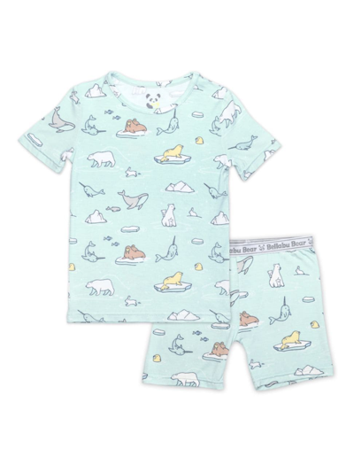 Shop Bellabu Bear Baby's, Little Kid's & Kid's Polar Antarctic Graphic T-shirt & Shorts Set In Light Blue
