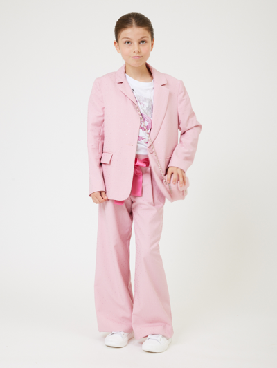 Monnalisa Viscose Blazer With Rhinestones In Rosa Fairy Tale
