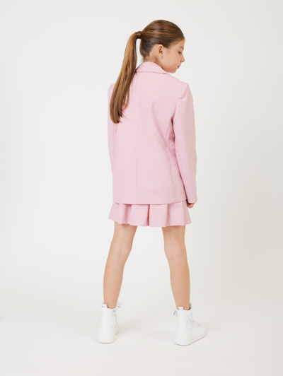 Monnalisa Viscose Blazer With Rhinestones In Rosa Fairy Tale