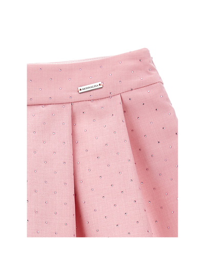 Monnalisa Viscose Mini Skirt With Rhinestones In Rosa Fairy Tale