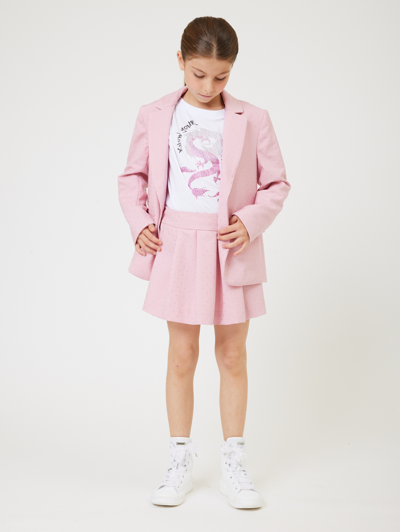 Monnalisa Viscose Mini Skirt With Rhinestones In Rosa Fairy Tale