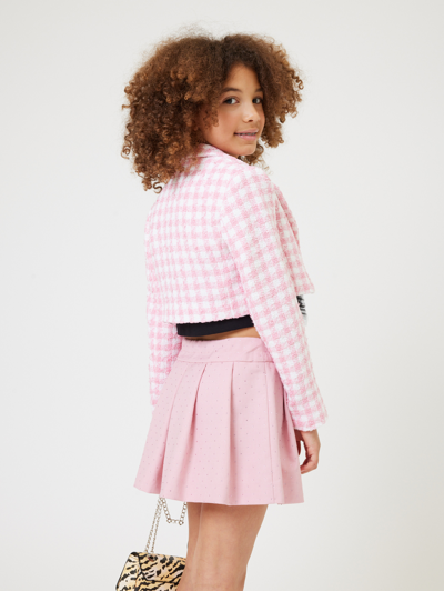 Monnalisa Viscose Mini Skirt With Rhinestones In Rosa Fairy Tale