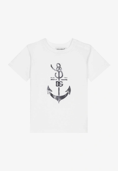 Shop Dolce & Gabbana Baby Boys Logo-printed T-shirt In White