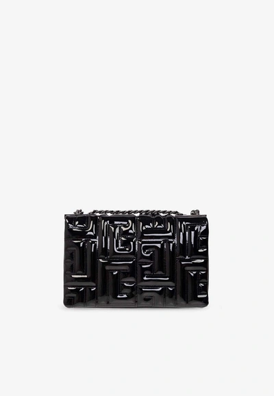 Shop Balmain 1945 Quilted Shoulder Bag In Patent Leather In Black