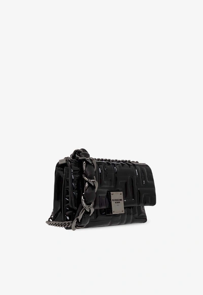 Shop Balmain 1945 Quilted Shoulder Bag In Patent Leather In Black