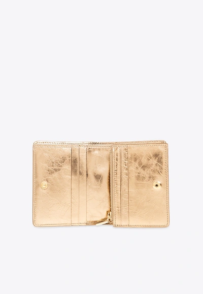 Shop Dolce & Gabbana 3d-effect Logo Leather Continental Wallet In Gold