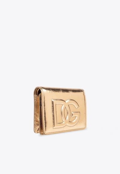 Shop Dolce & Gabbana 3d-effect Logo Leather Continental Wallet In Gold