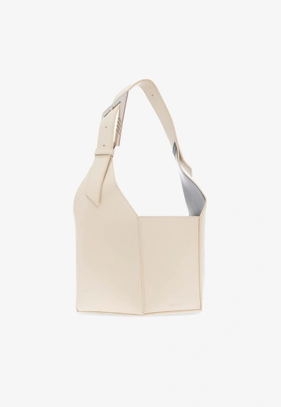 Shop Attico 6pm Leather Shoulder Bag In Cream