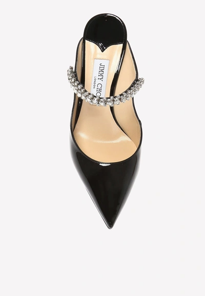 Jimmy Choo Bing 100 Crystal-embellished Patent-leather Mules In Black