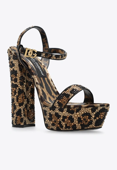 Shop Dolce & Gabbana 105 Leopard Print Sandals In Beige