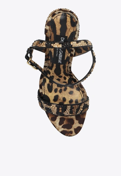 Shop Dolce & Gabbana 105 Leopard Print Sandals In Beige