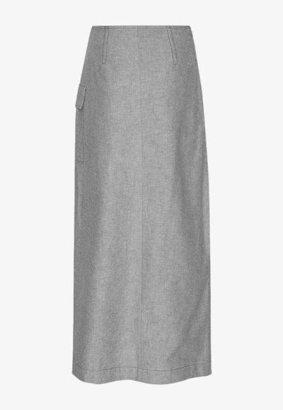 Shop Remain Asymmetric Maxi Wrap Skirt In Gray