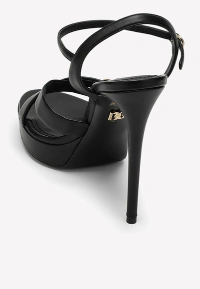 Shop Dolce & Gabbana 130 Logo-plaque Platform Sandals In Black