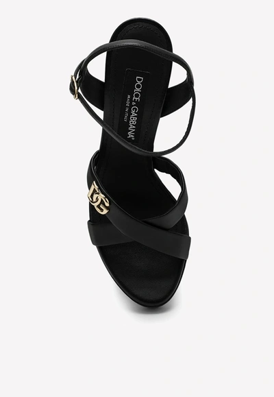 Shop Dolce & Gabbana 130 Logo-plaque Platform Sandals In Black