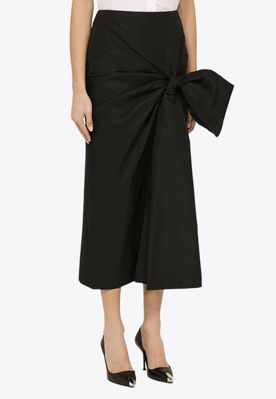 Shop Alexander Mcqueen Bow-embellished Pencil Skirt In Black