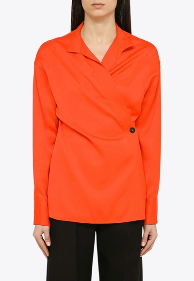 Shop Ferragamo Asymmetrical Buttoned Shirt In Orange